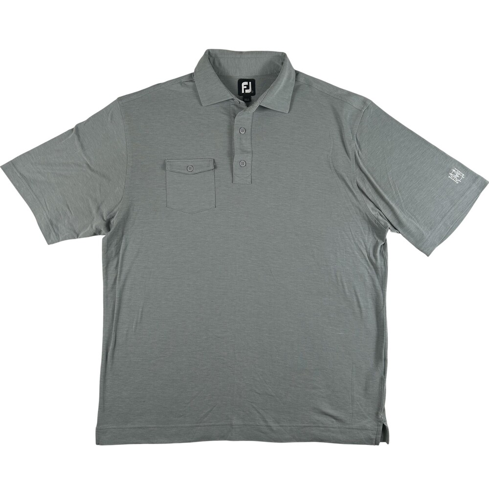 FootJoy Golf Polo Shirt Mens Large Gray Solid Pocket Stretch Performance Top